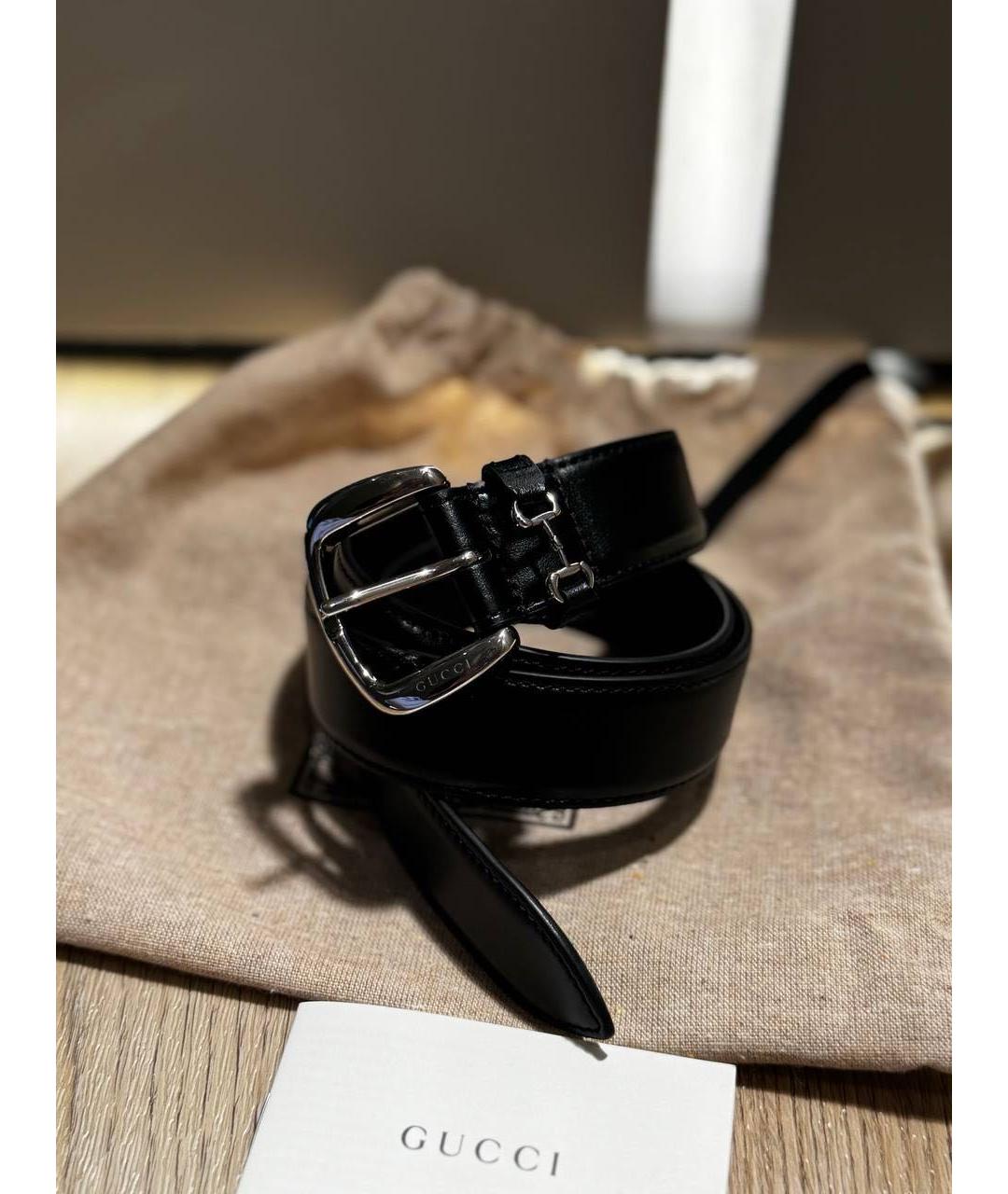 GUCCI Черный кожаный ремень, фото 4