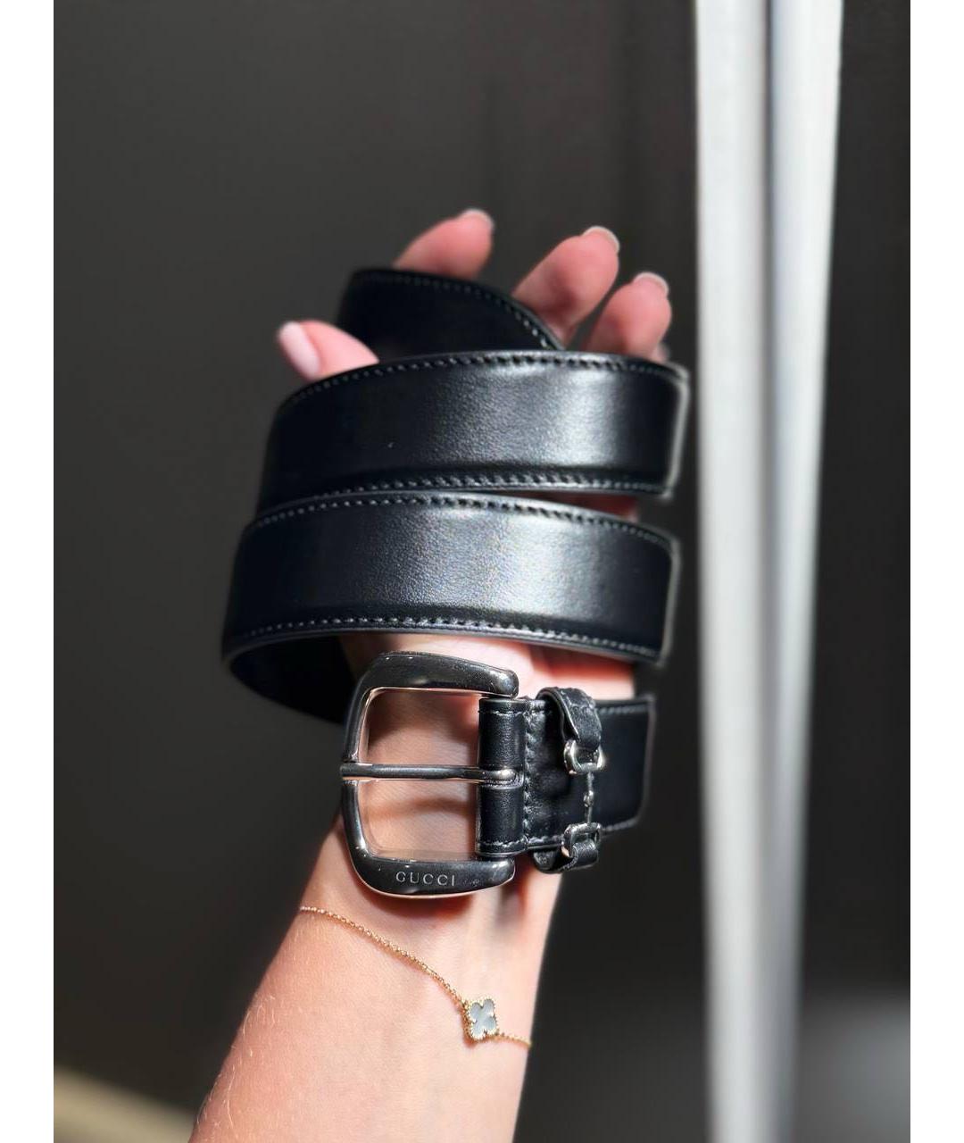 GUCCI Черный кожаный ремень, фото 5