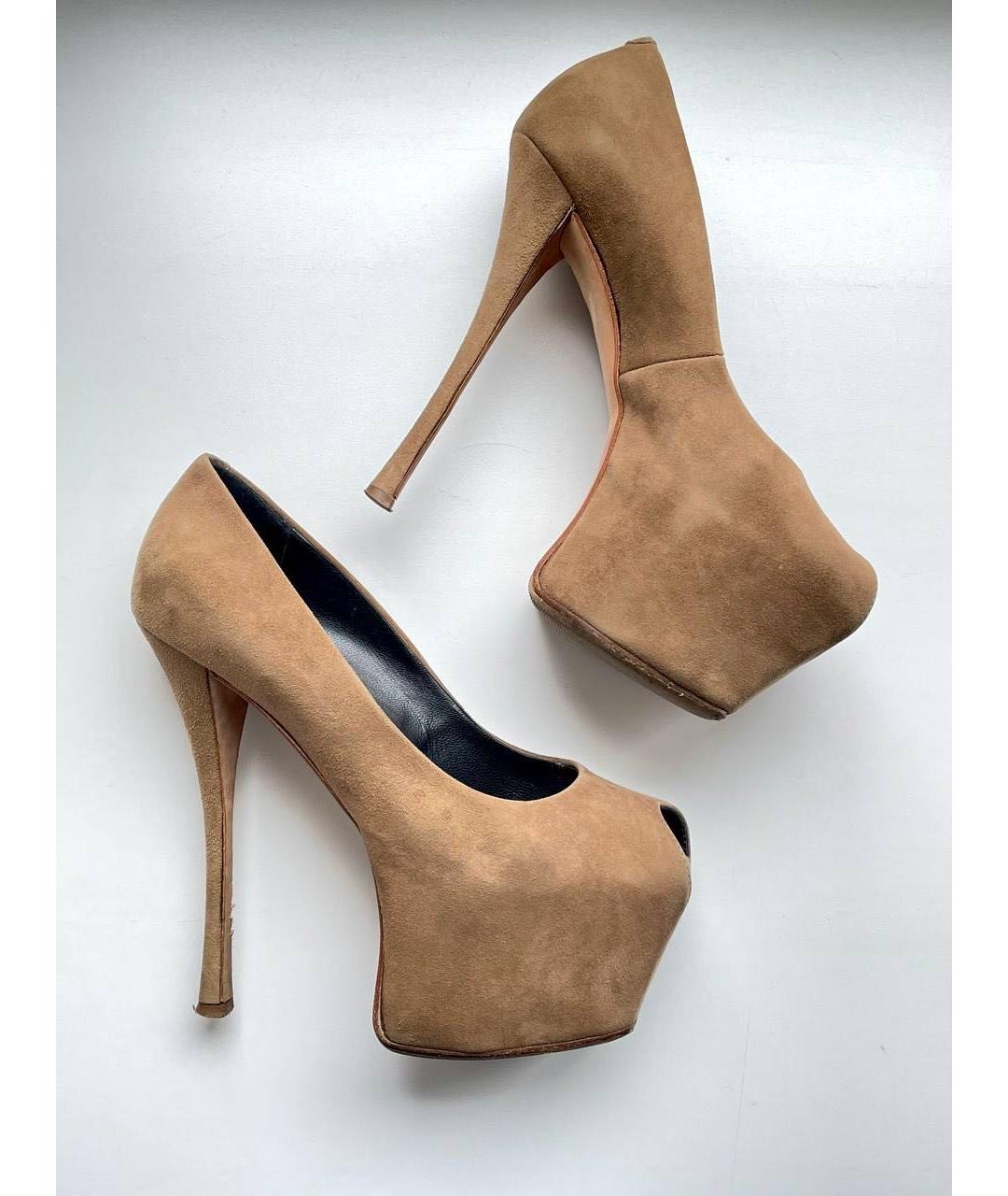 GIUSEPPE ZANOTTI DESIGN Бежевые замшевые туфли, фото 2