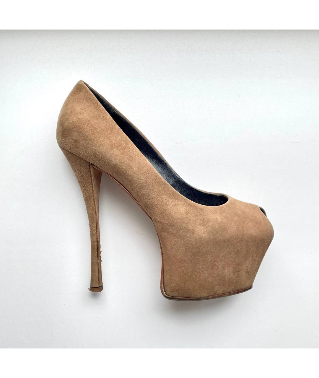 GIUSEPPE ZANOTTI DESIGN Бежевые замшевые туфли, фото 9