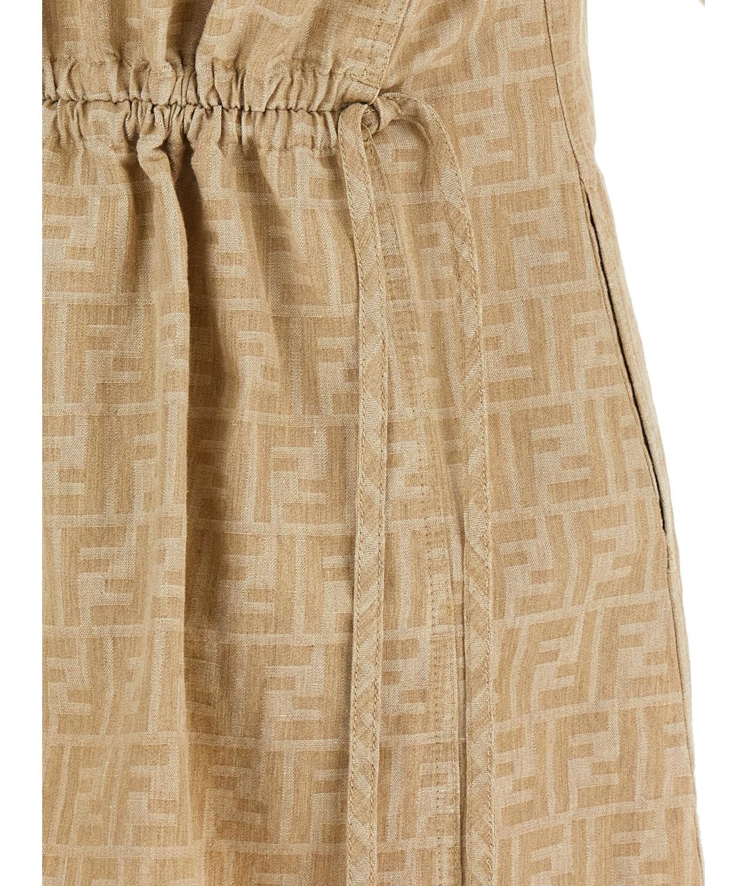 FENDI Бежевое хлопковое платье, фото 4