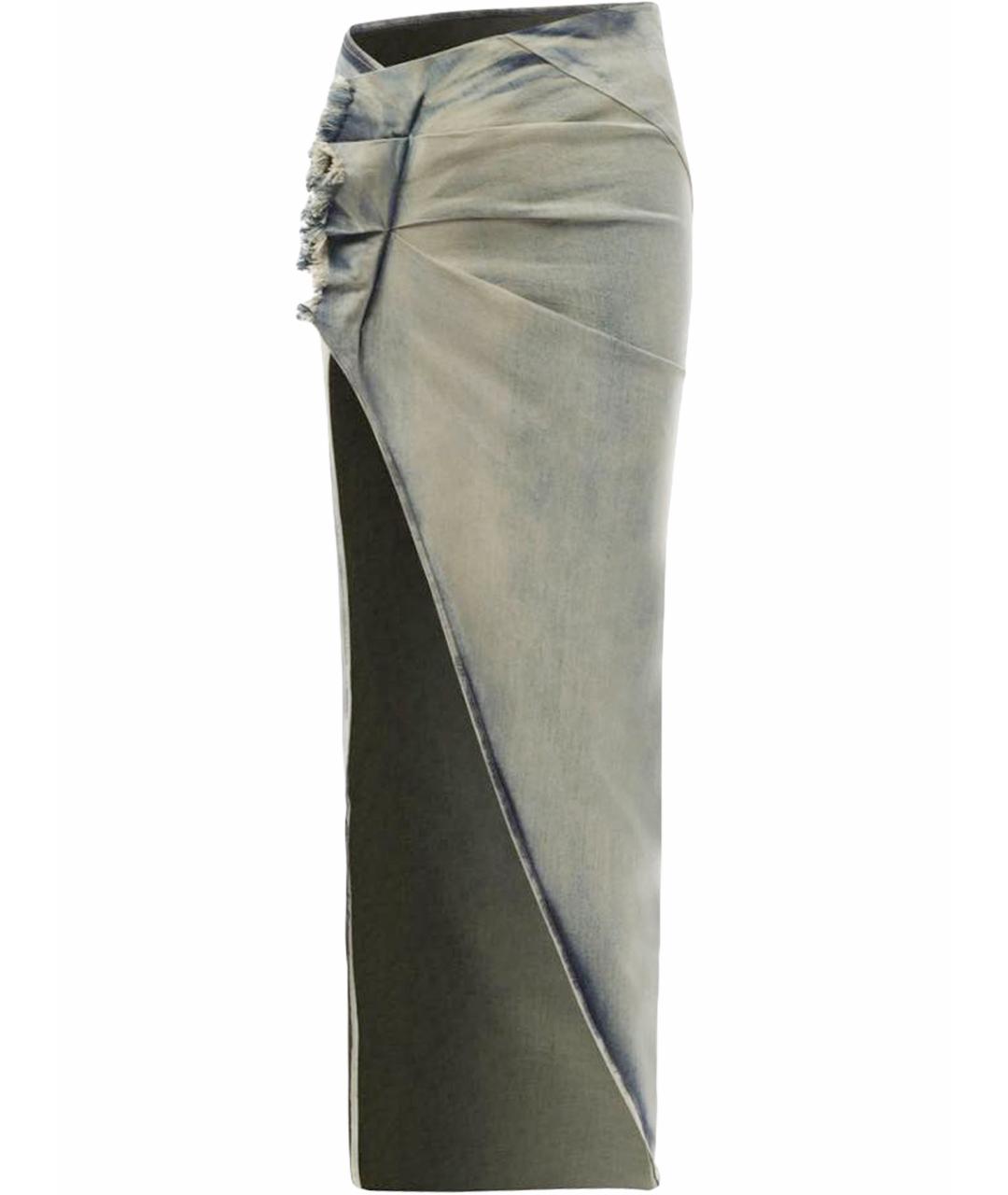 RICK OWENS Серая деним юбка макси, фото 1