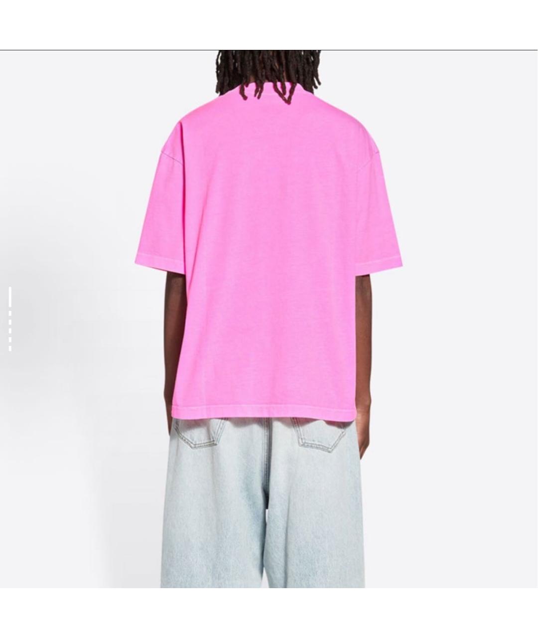 BALENCIAGA Розовая хлопковая футболка, фото 5