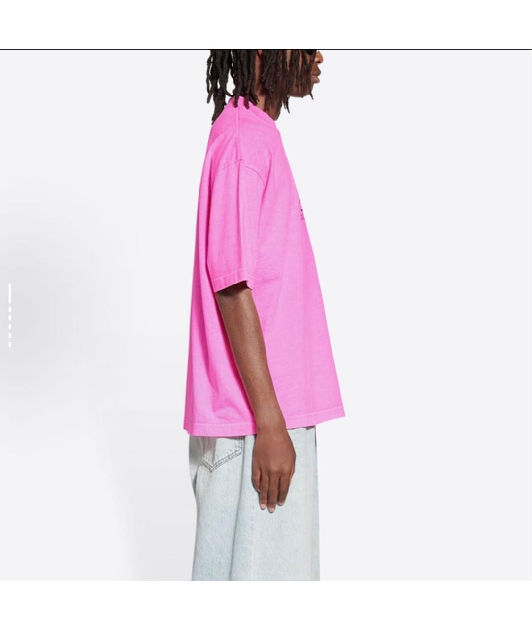BALENCIAGA Розовая хлопковая футболка, фото 4