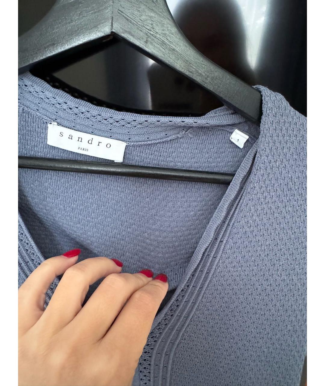 SANDRO Голубое хлопковое повседневное платье, фото 2