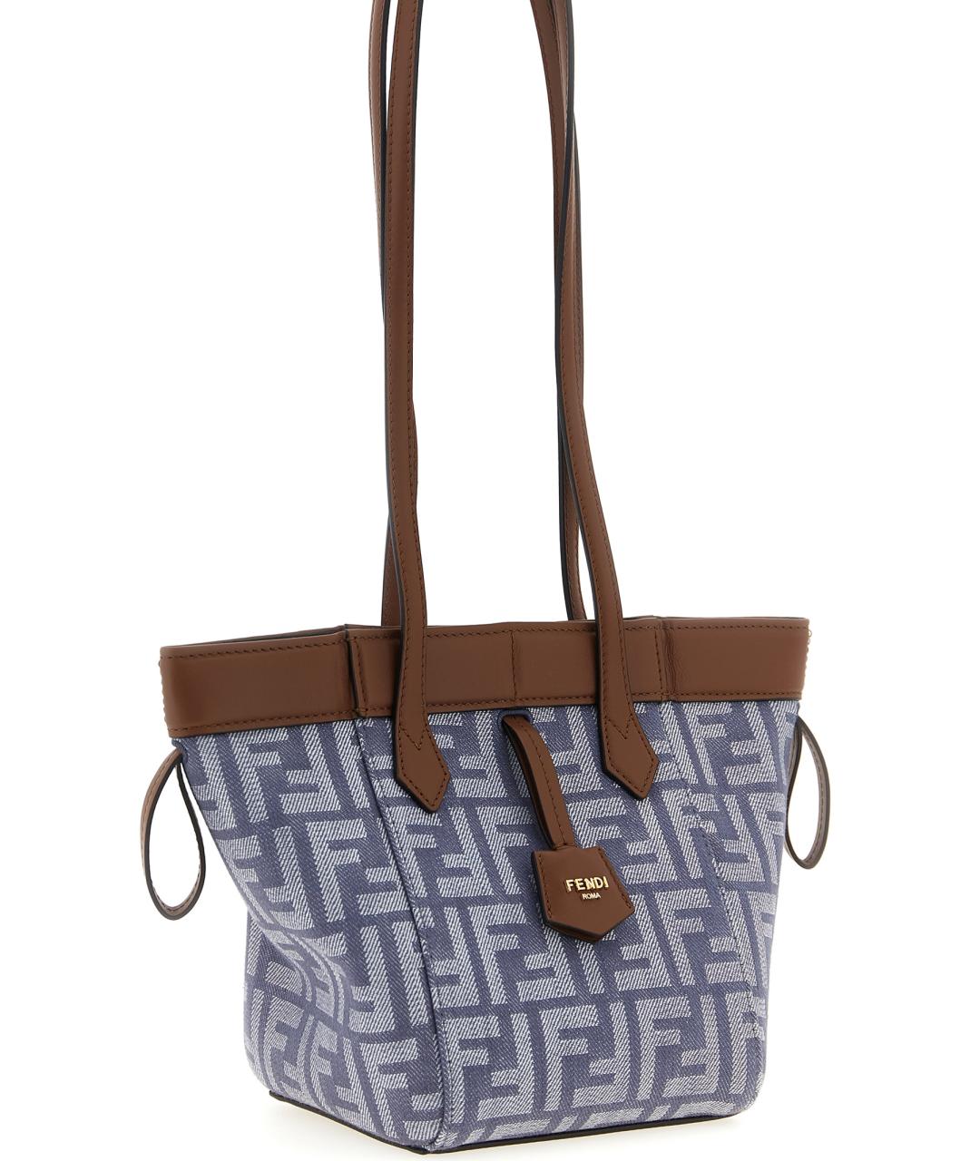 FENDI Голубая хлопковая сумка через плечо, фото 3
