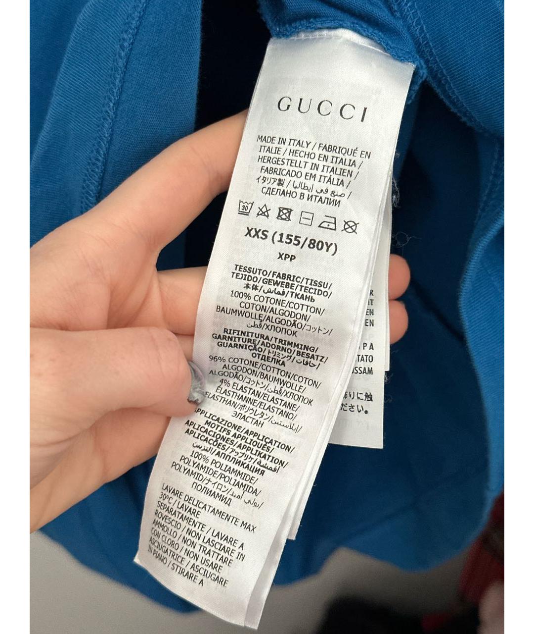 GUCCI Синее хлопковое повседневное платье, фото 5