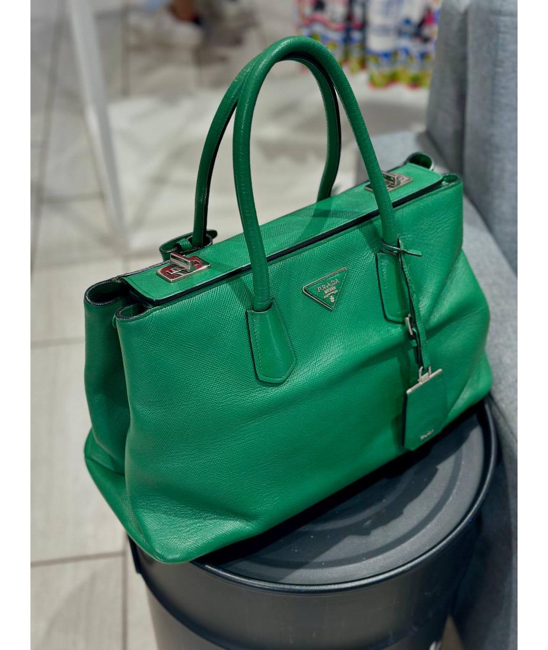 PRADA Зеленая кожаная сумка тоут, фото 6
