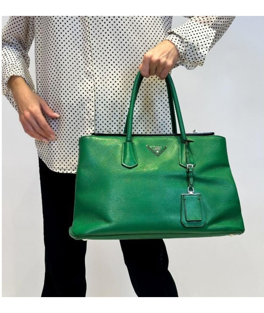 PRADA Зеленая кожаная сумка тоут, фото 7