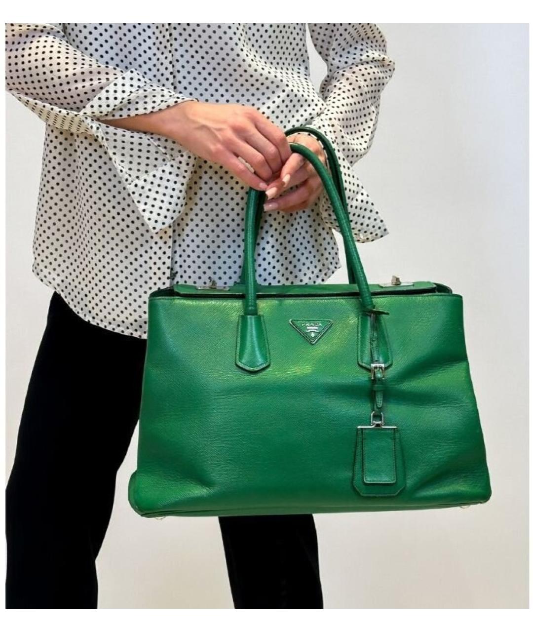 PRADA Зеленая кожаная сумка тоут, фото 8