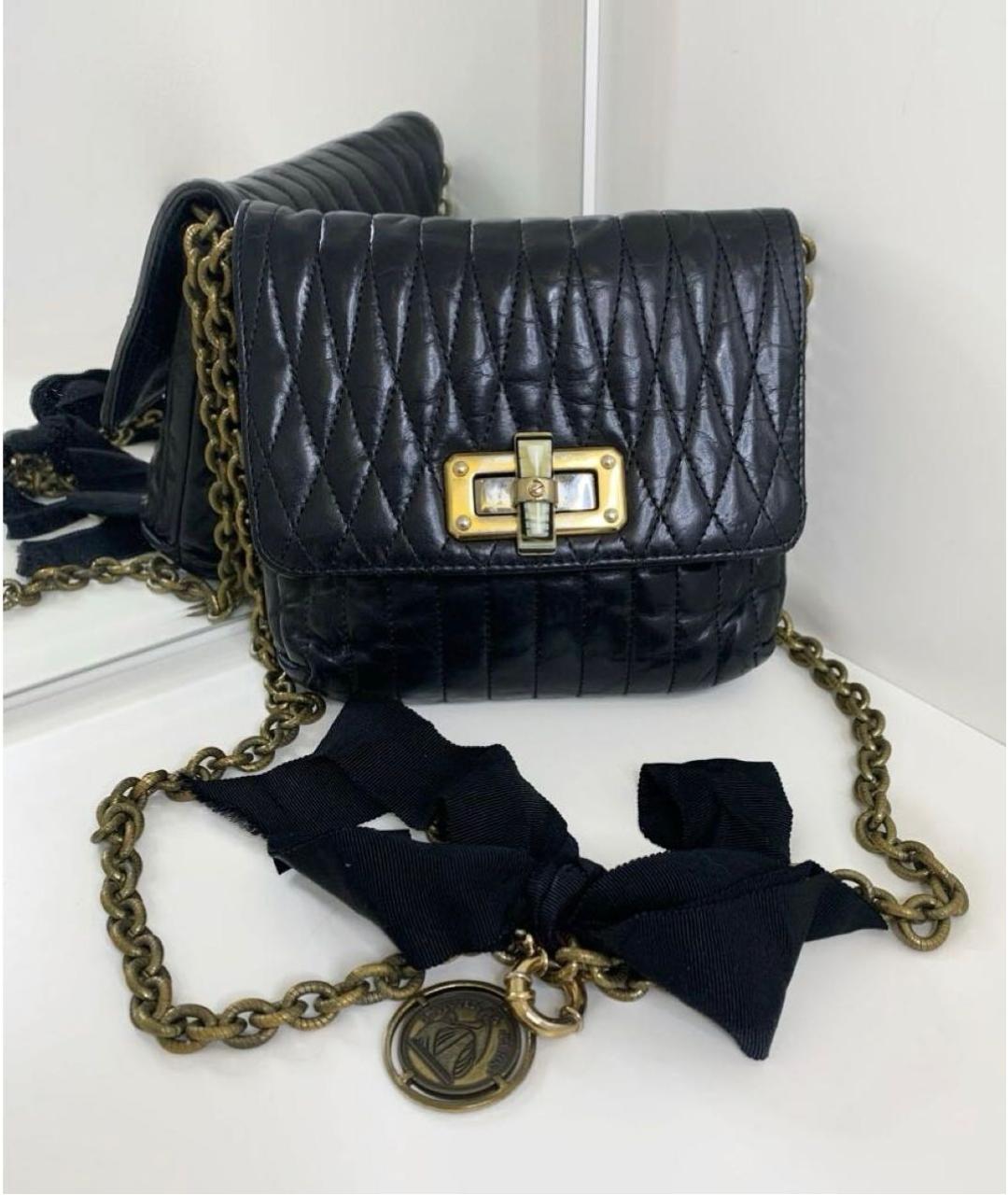 LANVIN Черная кожаная сумка через плечо, фото 2