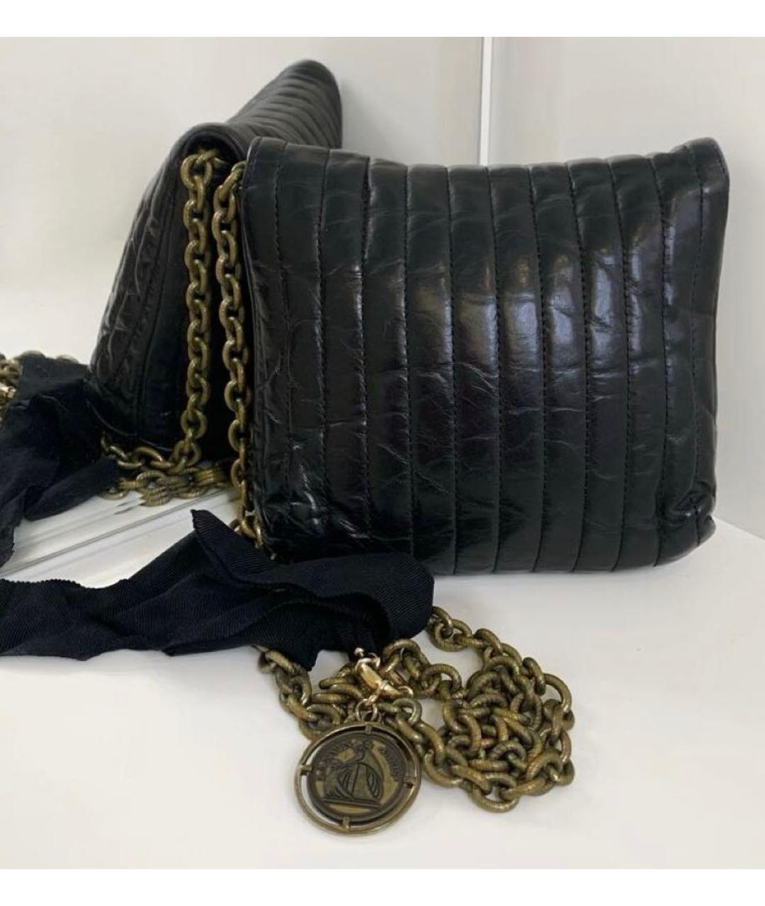 LANVIN Черная кожаная сумка через плечо, фото 5