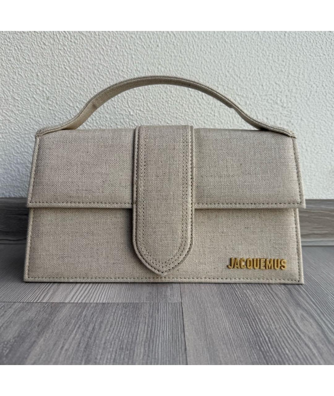JACQUEMUS Бежевая тканевая сумка с короткими ручками, фото 7