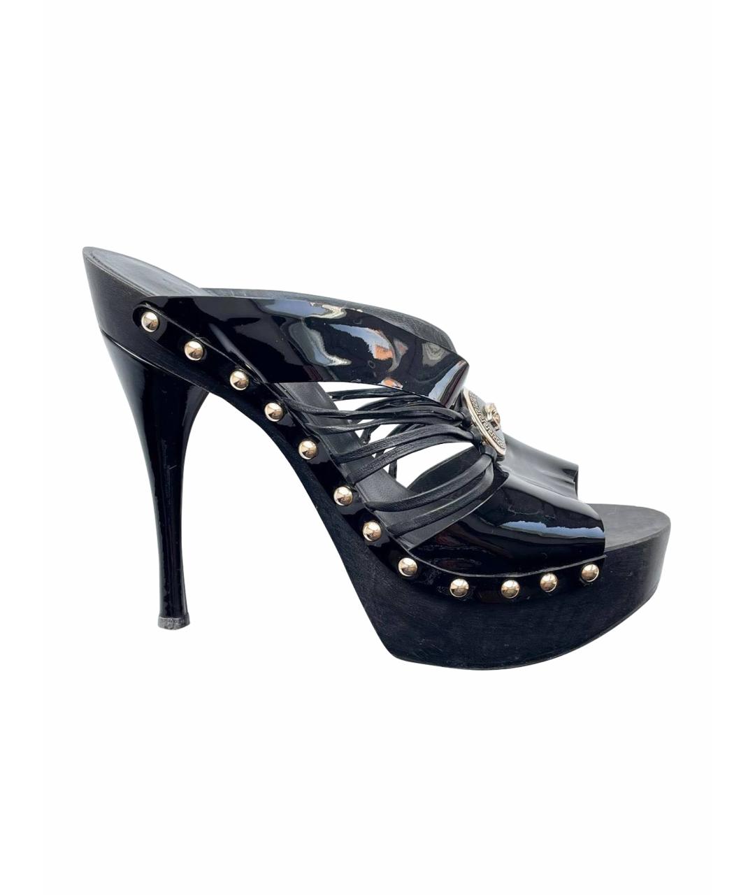 VERSACE Черные босоножки из лакированной кожи, фото 1