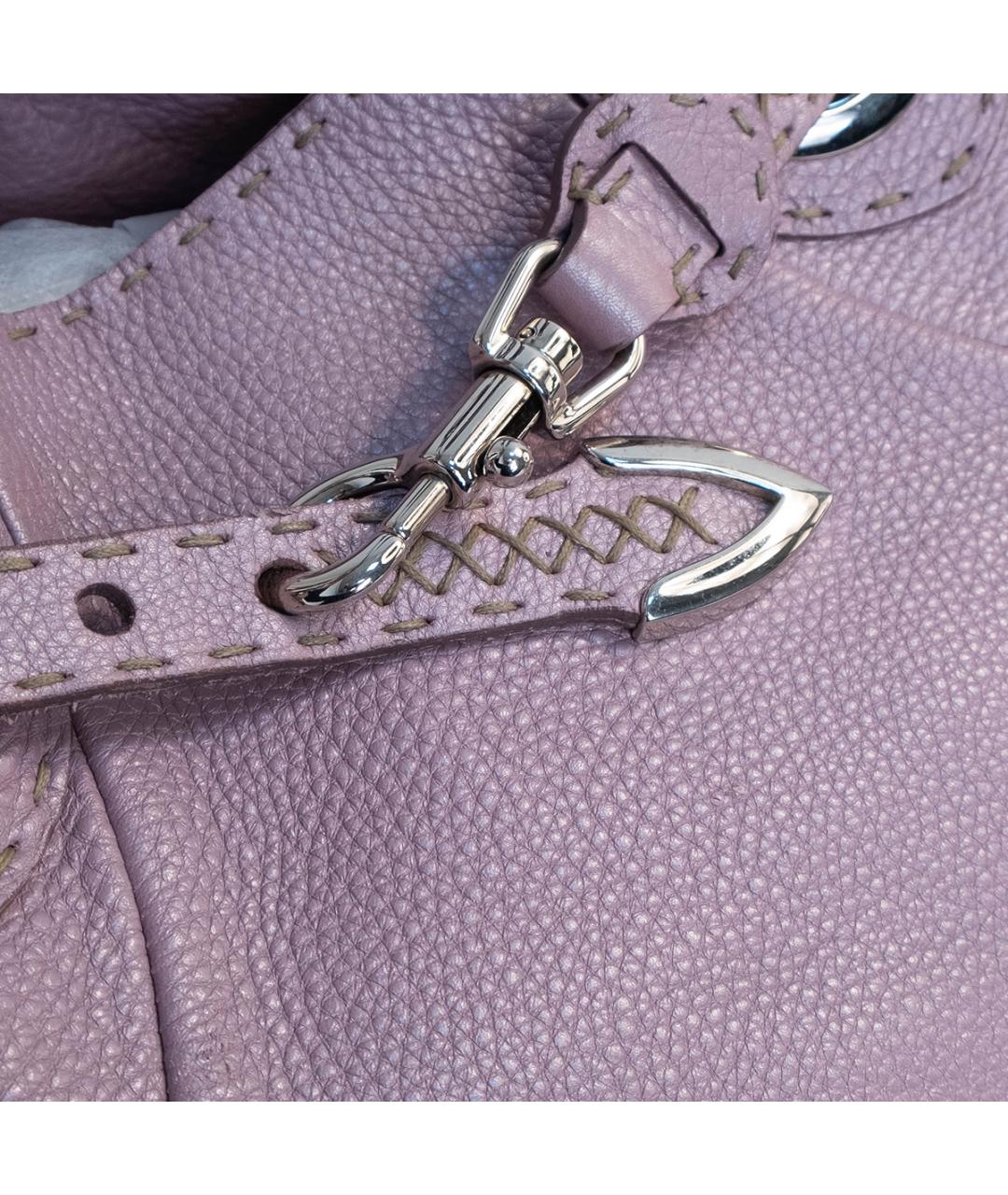 FENDI Фиолетовая кожаная сумка с короткими ручками, фото 4