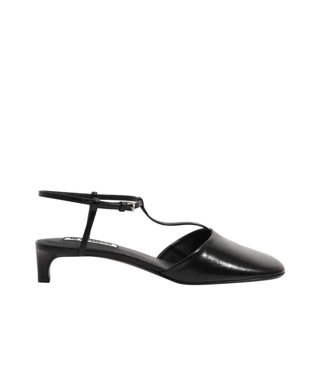 JIL SANDER Черные босоножки из лакированной кожи, фото 1