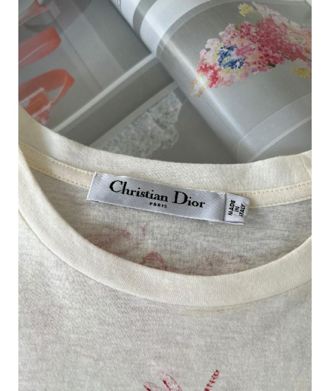 CHRISTIAN DIOR Белая хлопковая футболка, фото 3
