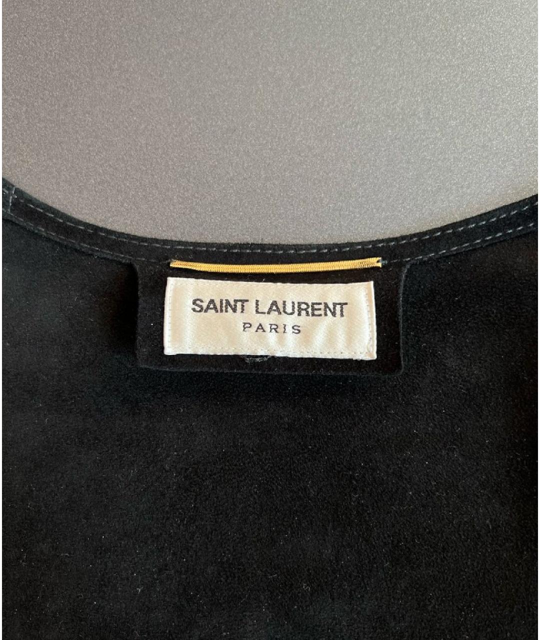 SAINT LAURENT Черный кожаный жилет, фото 3