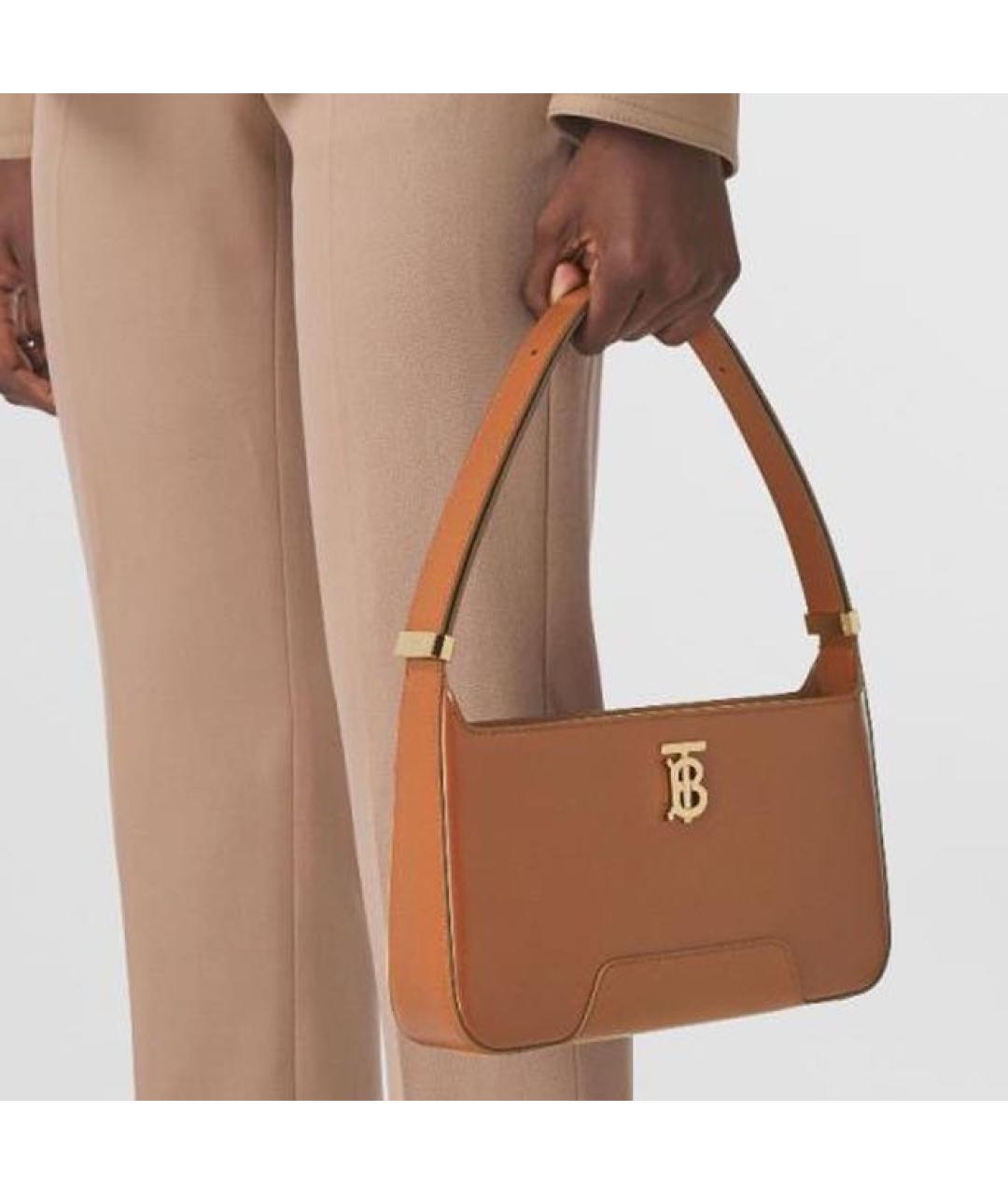 BURBERRY Коричневая кожаная сумка с короткими ручками, фото 6