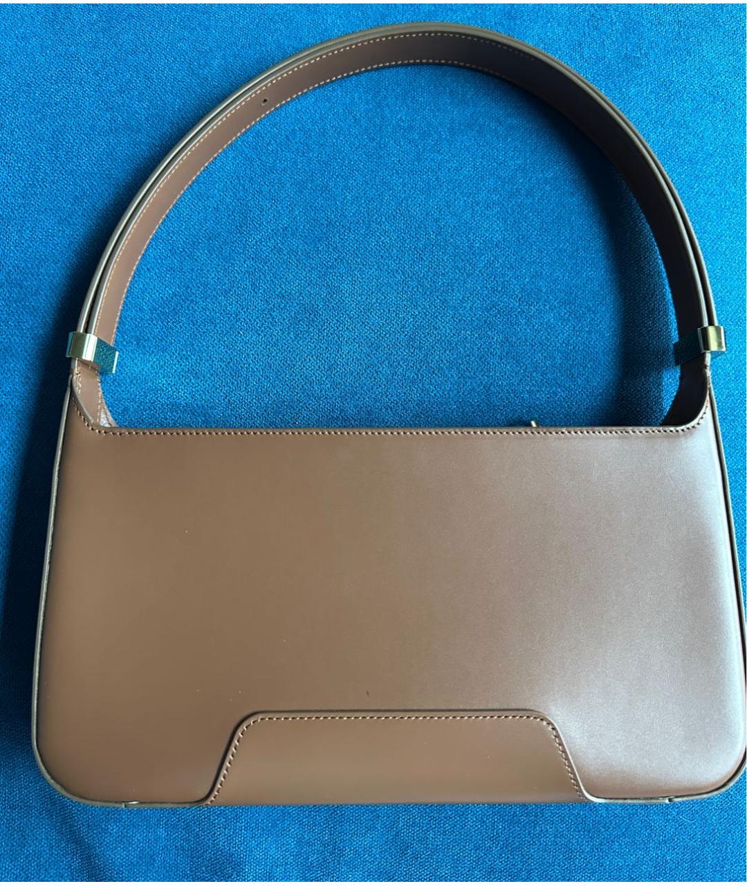 BURBERRY Коричневая кожаная сумка с короткими ручками, фото 3
