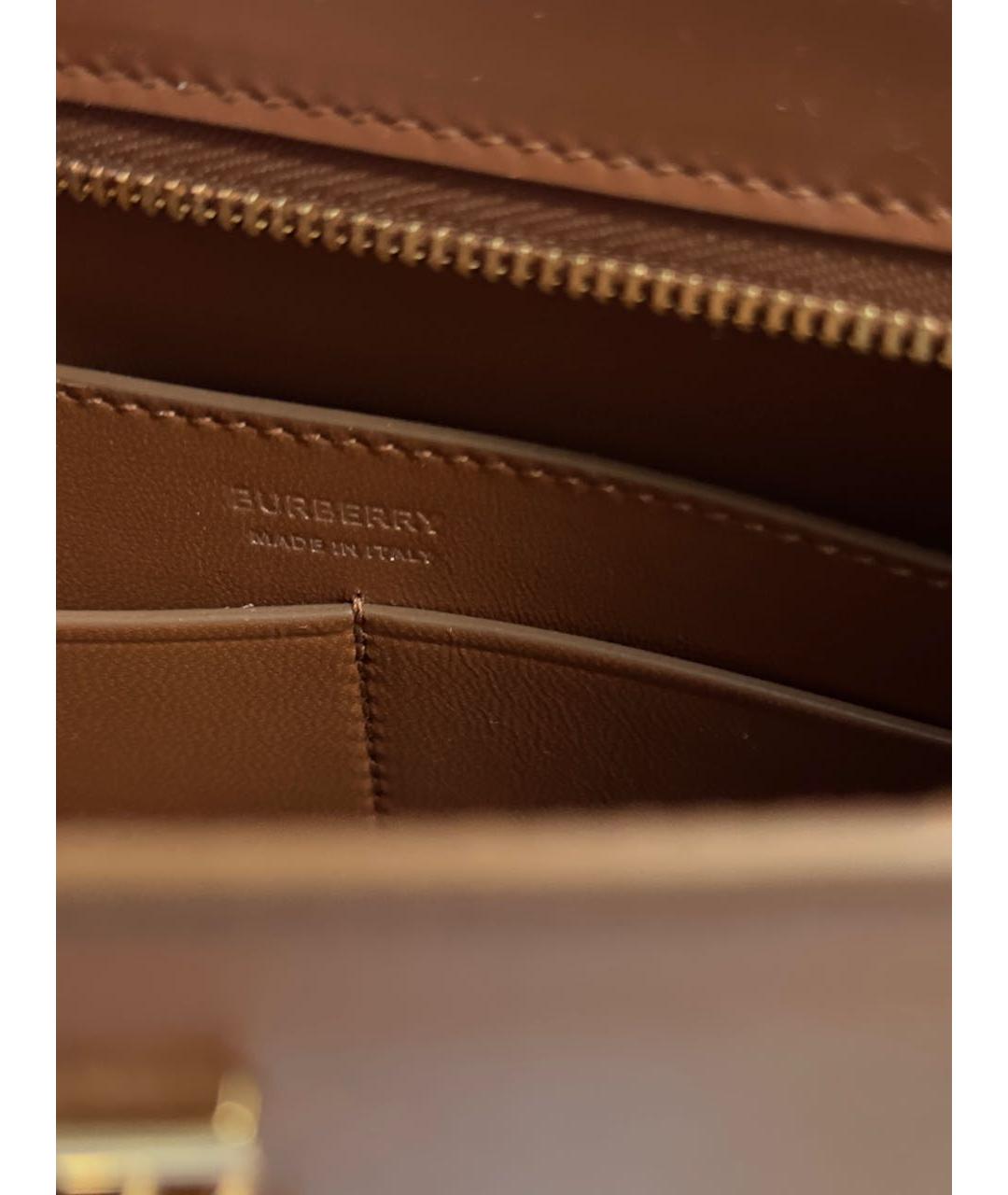 BURBERRY Коричневая кожаная сумка с короткими ручками, фото 4