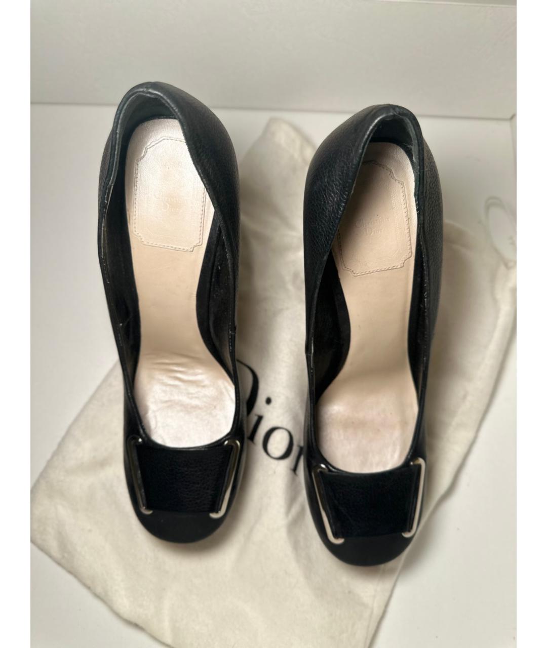 CHRISTIAN DIOR Черные кожаные босоножки, фото 5