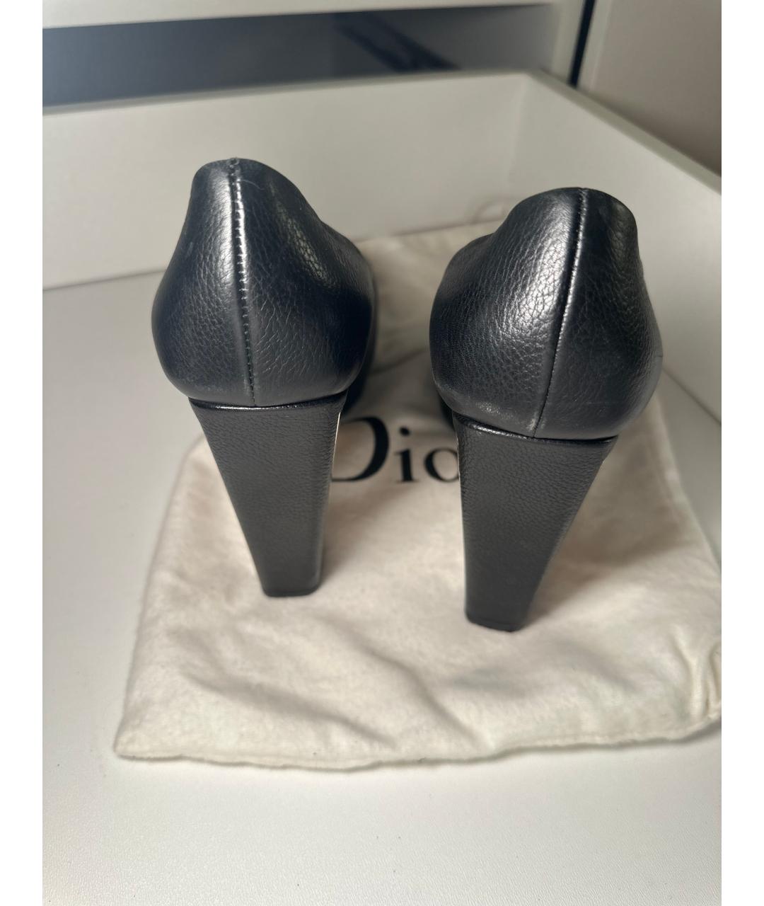 CHRISTIAN DIOR Черные кожаные босоножки, фото 3