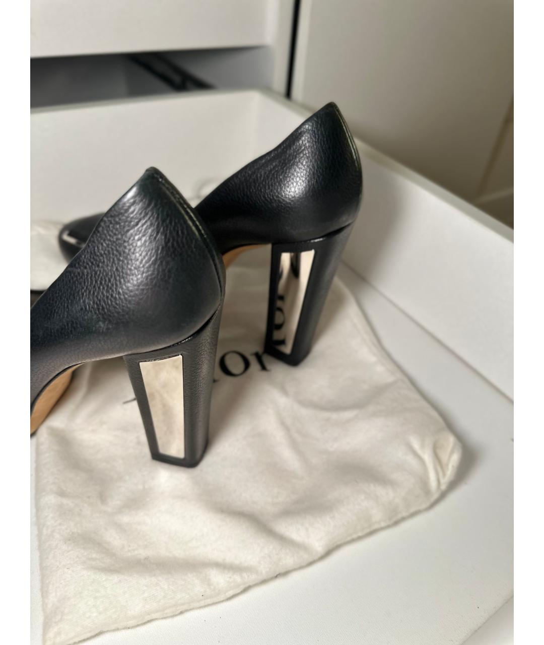 CHRISTIAN DIOR Черные кожаные босоножки, фото 4