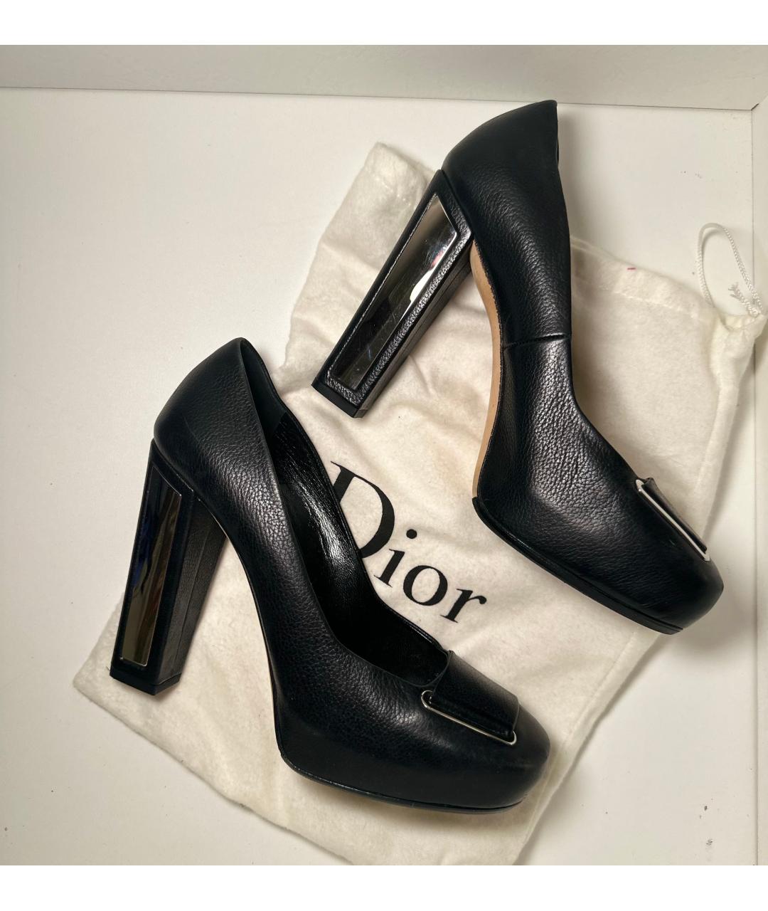 CHRISTIAN DIOR Черные кожаные босоножки, фото 6