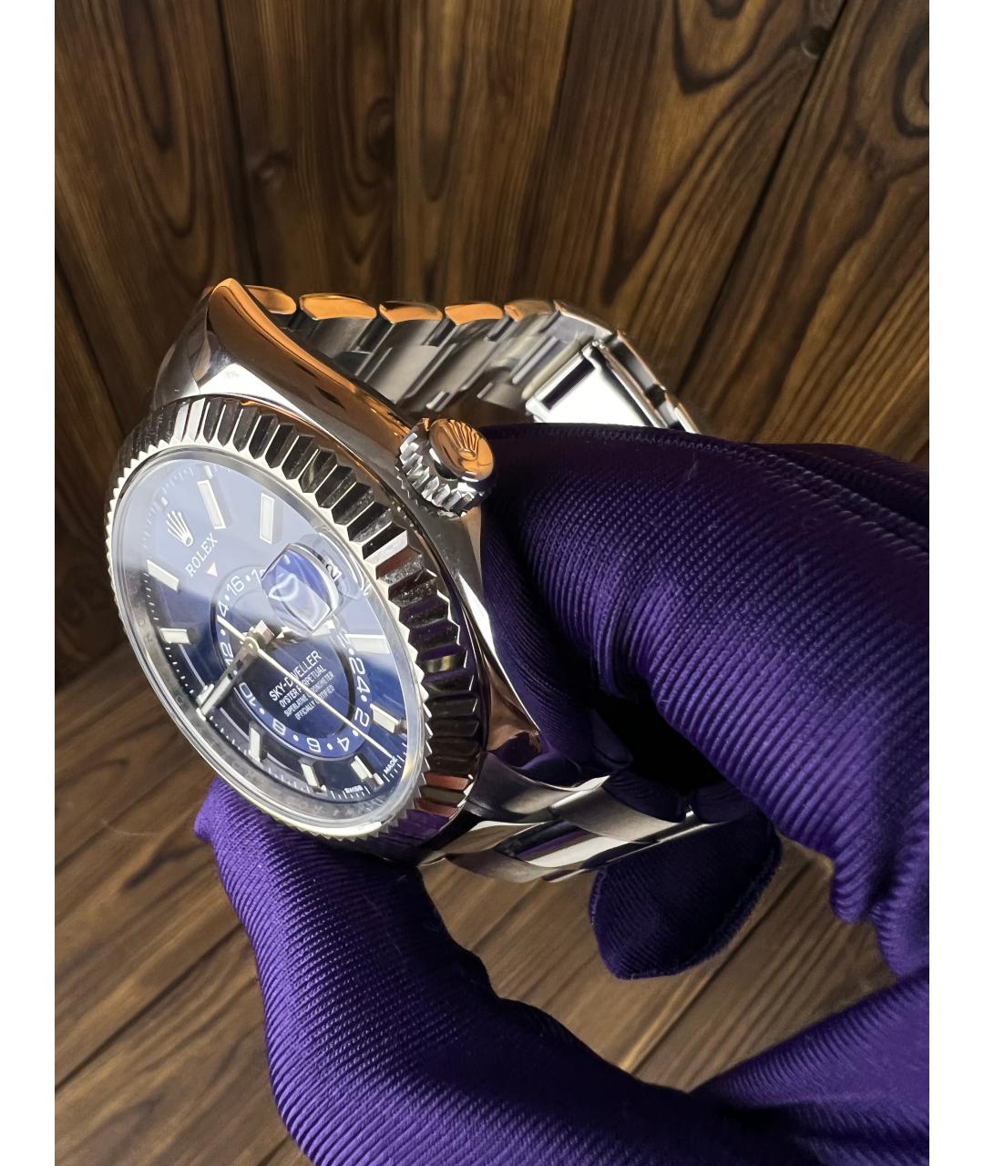 ROLEX Темно-синие часы из белого золота, фото 4