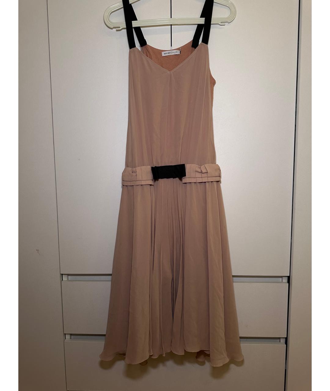 SEE BY CHLOE Бежевое шифоновое повседневное платье, фото 2