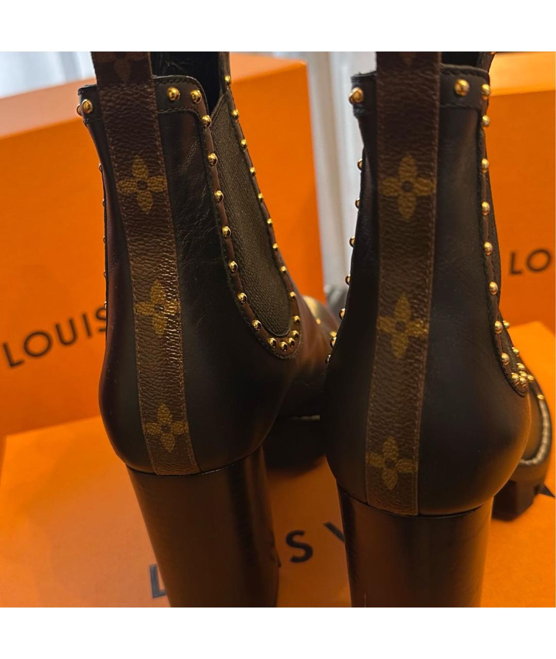 LOUIS VUITTON Черные кожаные ботильоны, фото 4