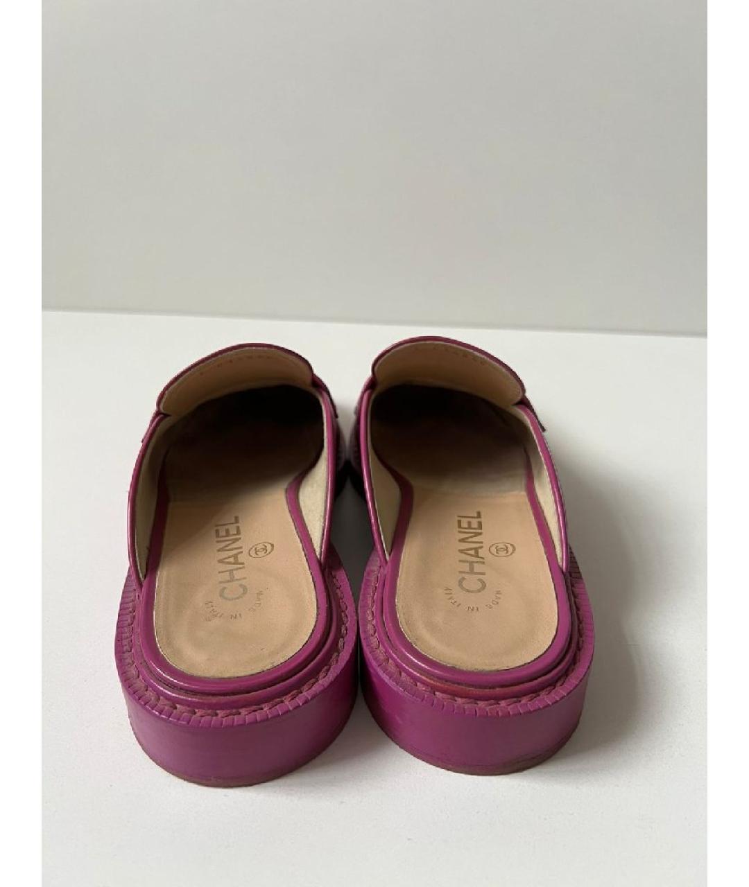 CHANEL Фиолетовые кожаные мюли, фото 4