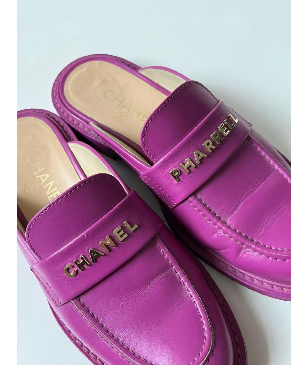 CHANEL Фиолетовые кожаные мюли, фото 7