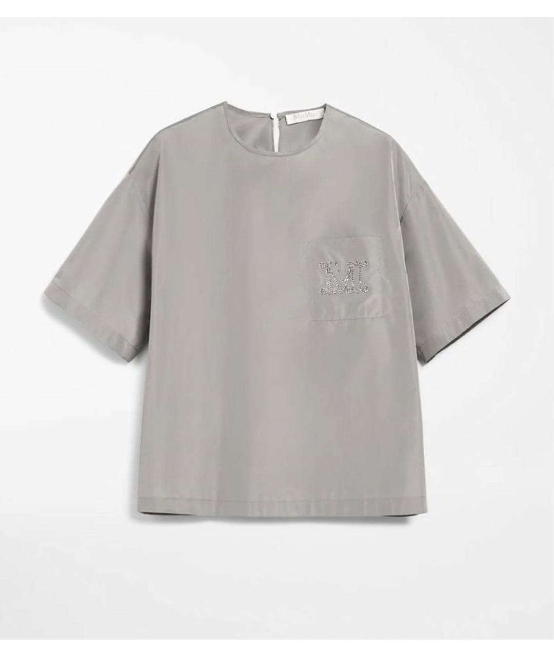 MAX MARA Серая полиэстеровая блузы, фото 8