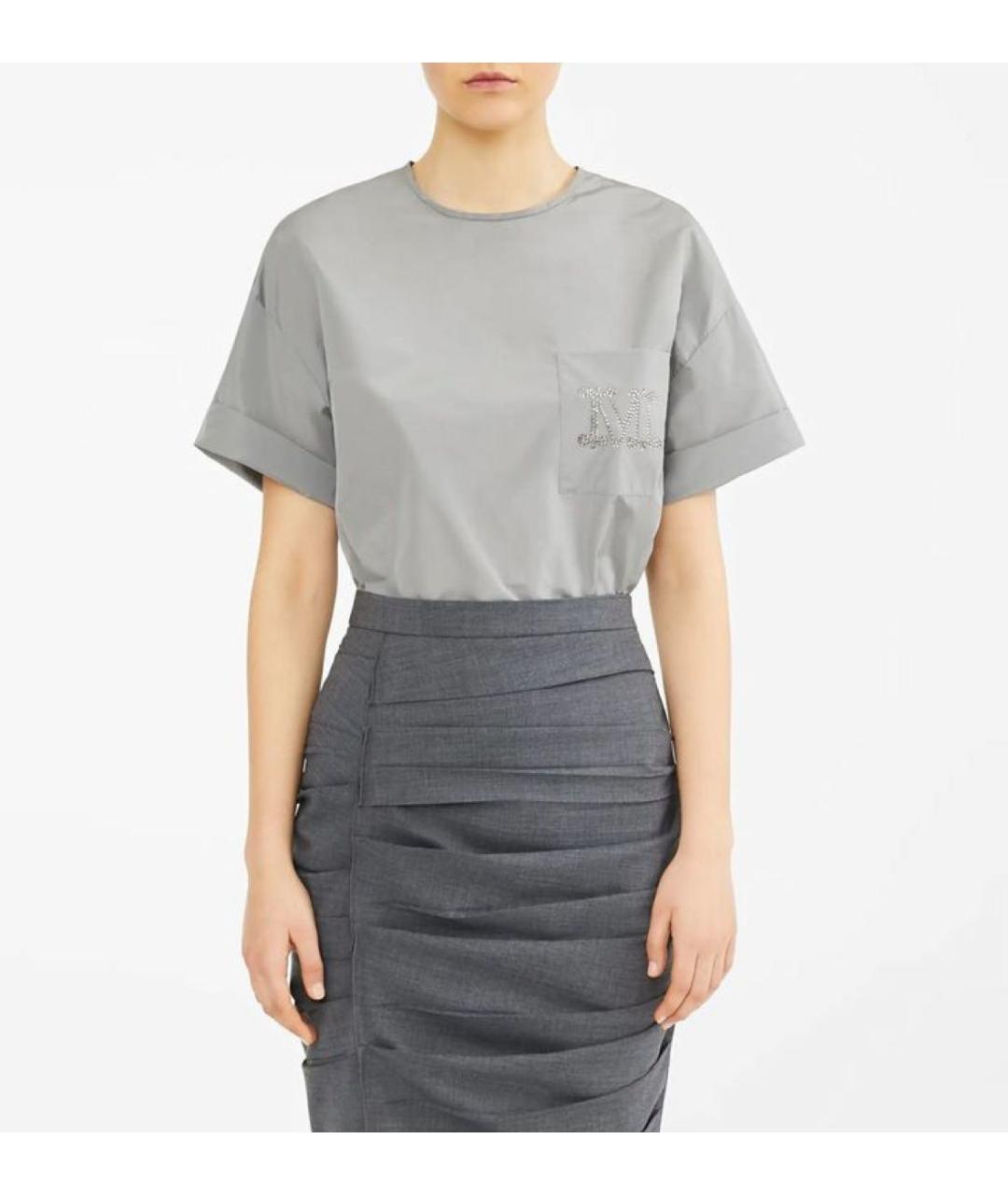MAX MARA Серая полиэстеровая блузы, фото 5