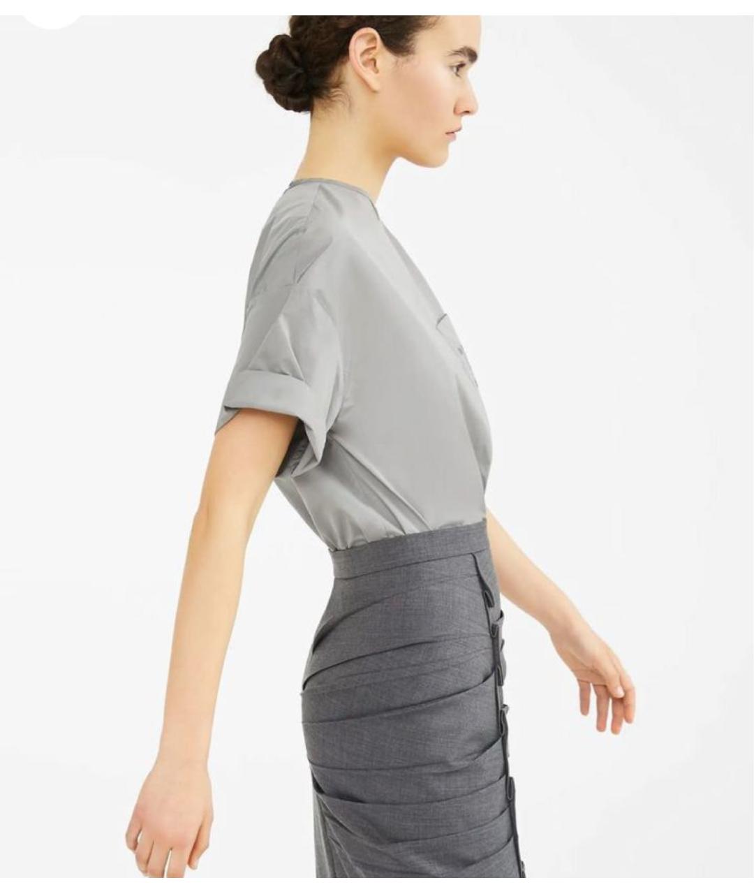 MAX MARA Серая полиэстеровая блузы, фото 6