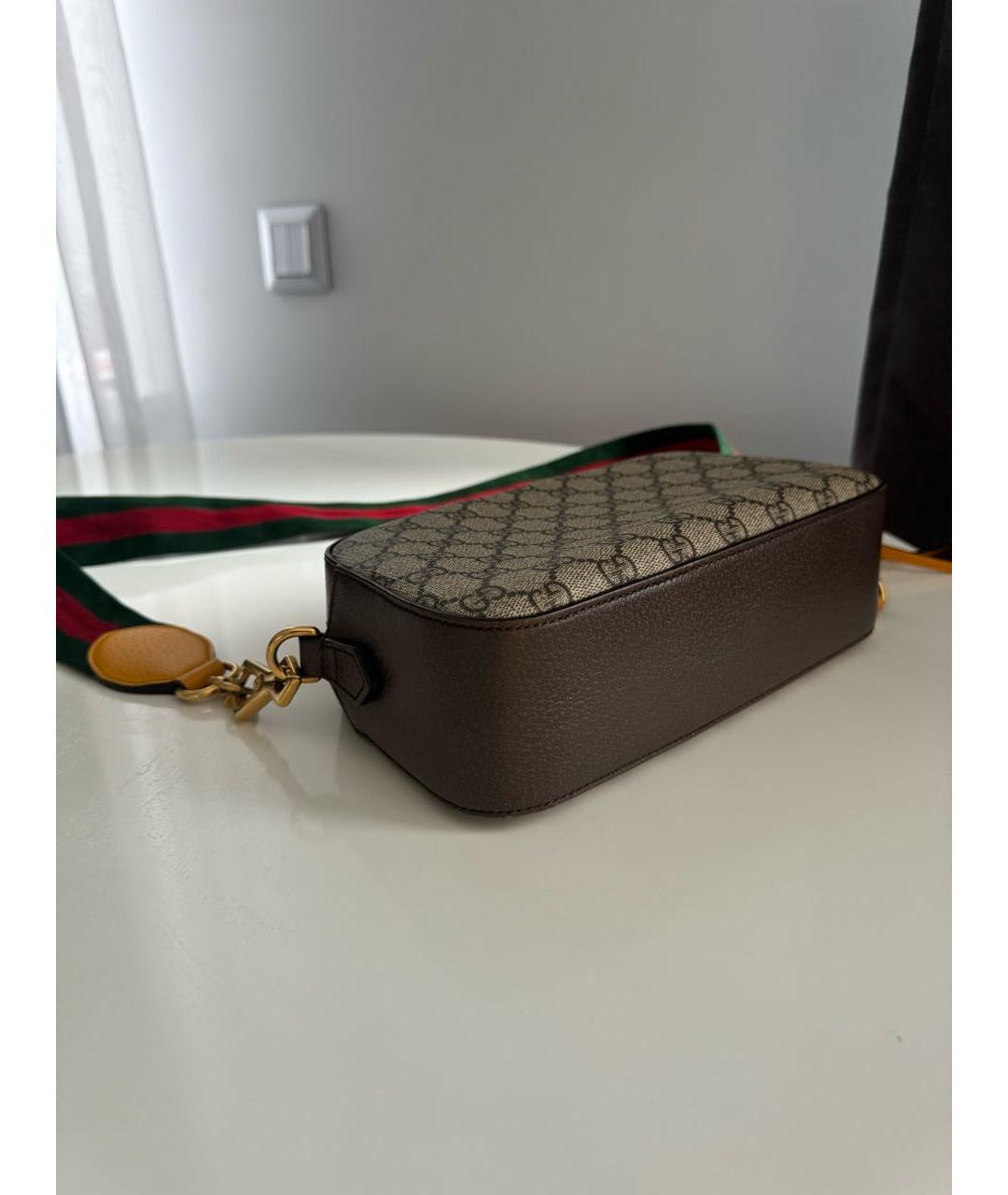GUCCI Коричневая кожаная сумка через плечо, фото 2
