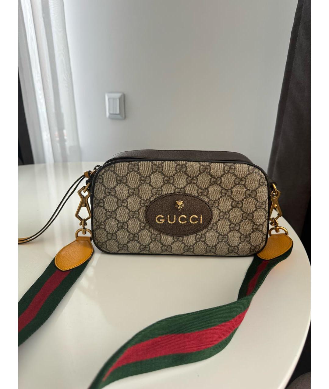 GUCCI Коричневая кожаная сумка через плечо, фото 7