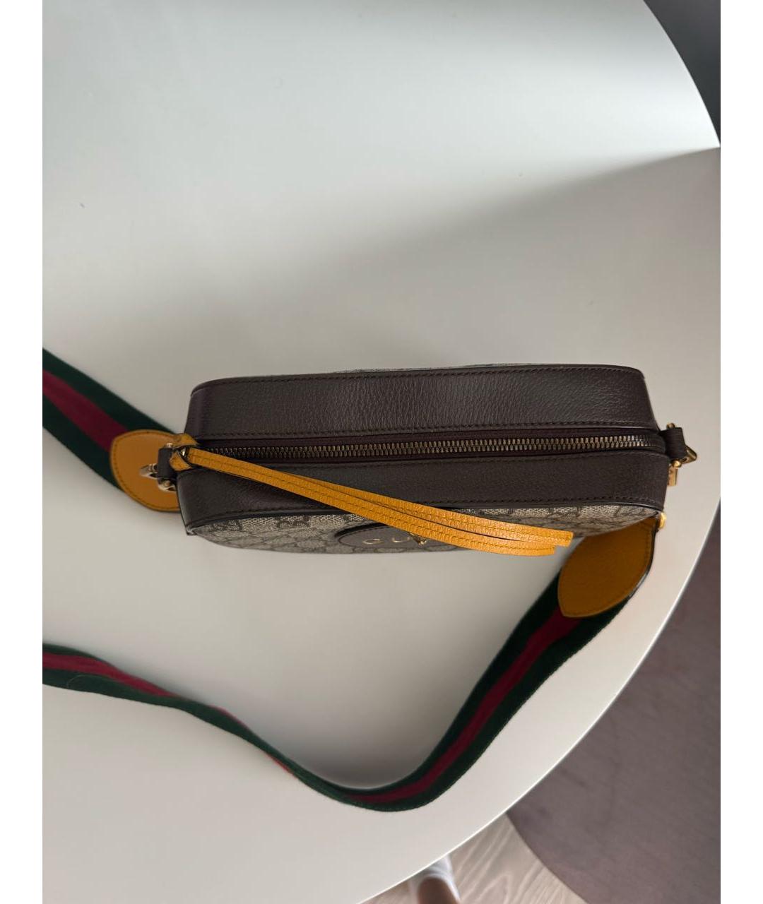 GUCCI Коричневая кожаная сумка через плечо, фото 4