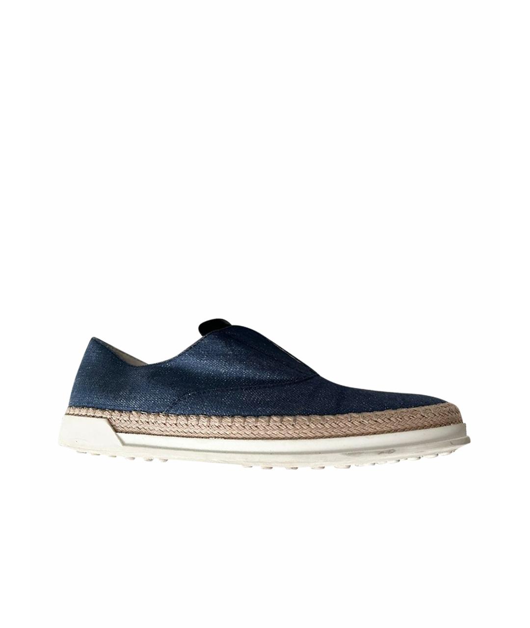 TOD'S Темно-синие замшевые лоферы, фото 1