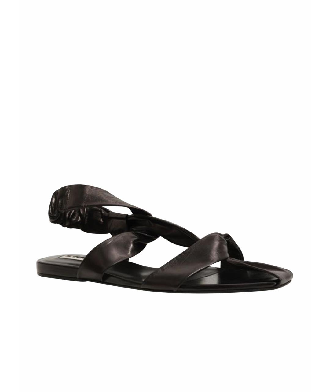JIL SANDER Черные кожаные босоножки, фото 1