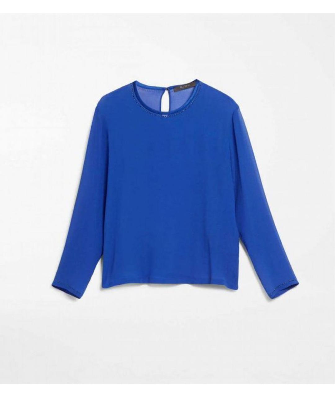 MAX MARA Синяя шелковая блузы, фото 7