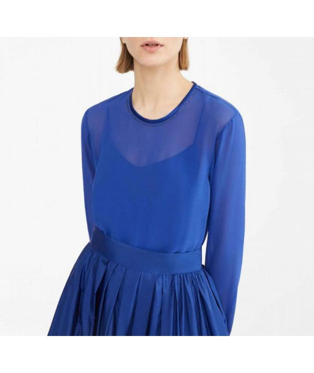 MAX MARA Синяя шелковая блузы, фото 5