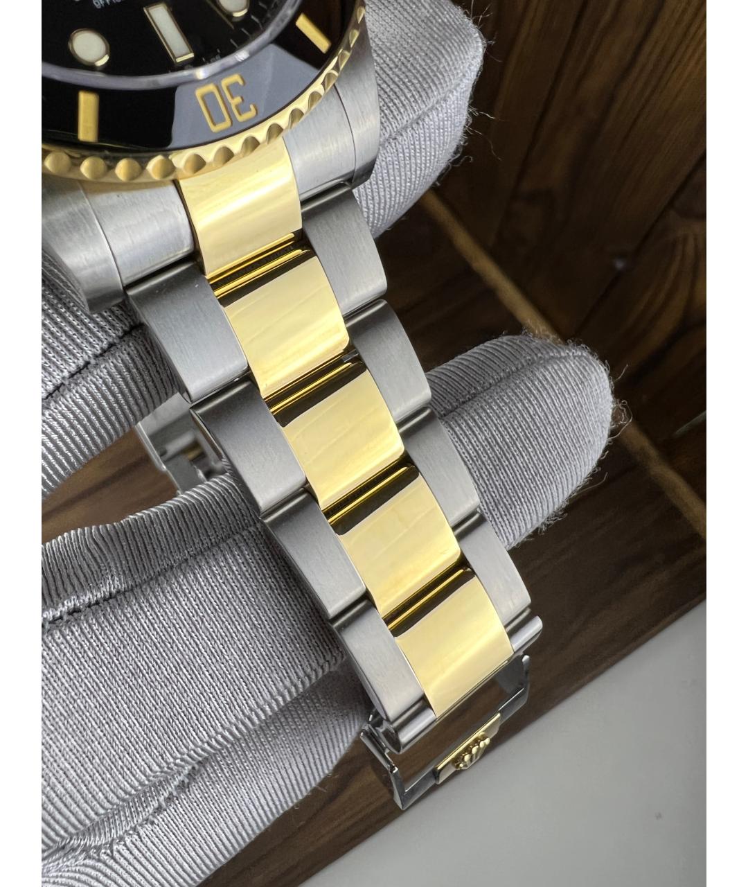 ROLEX Черные часы из желтого золота, фото 8