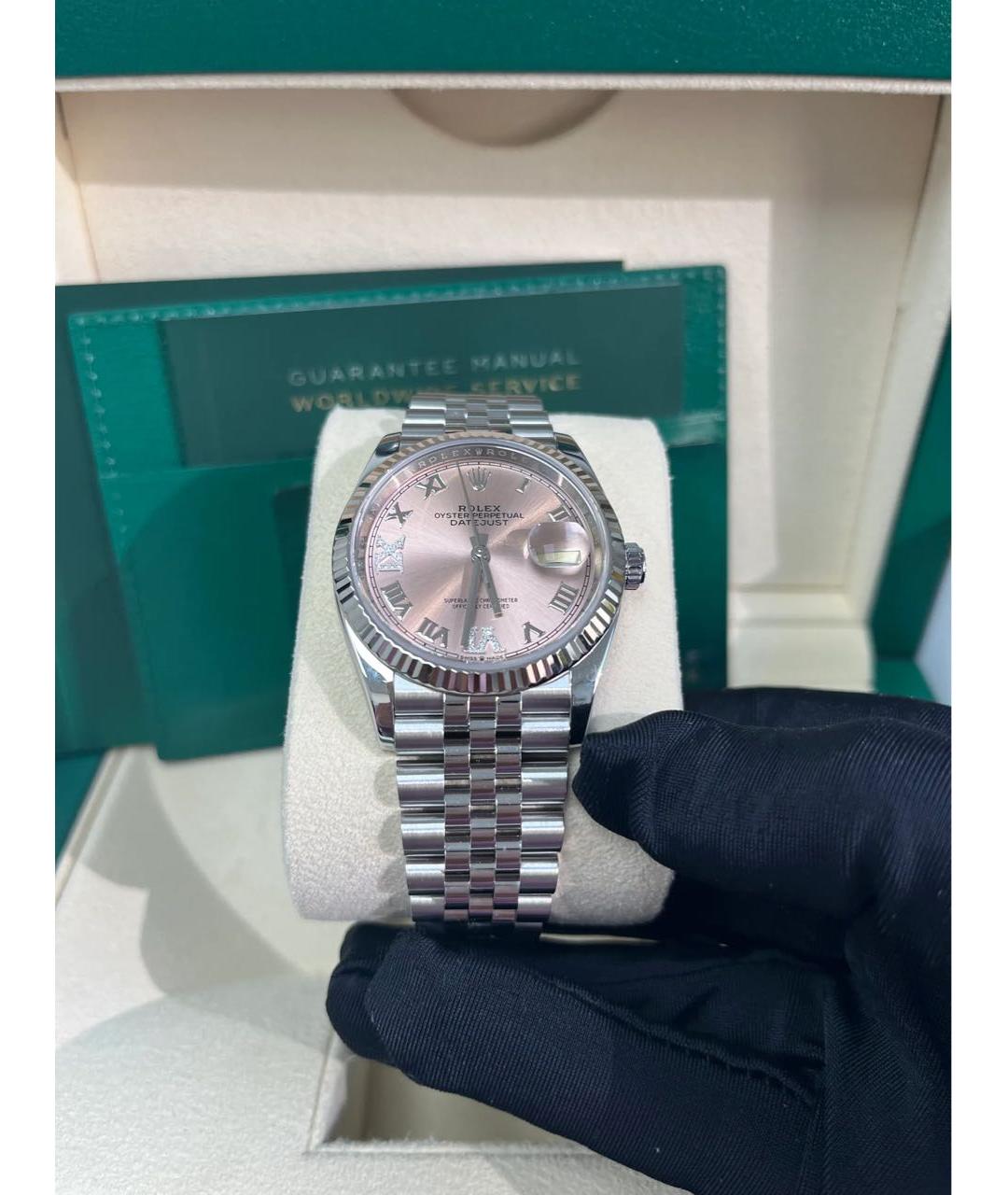 ROLEX Розовые часы из белого золота, фото 6