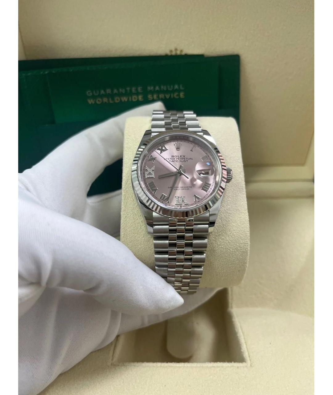 ROLEX Розовые часы из белого золота, фото 7