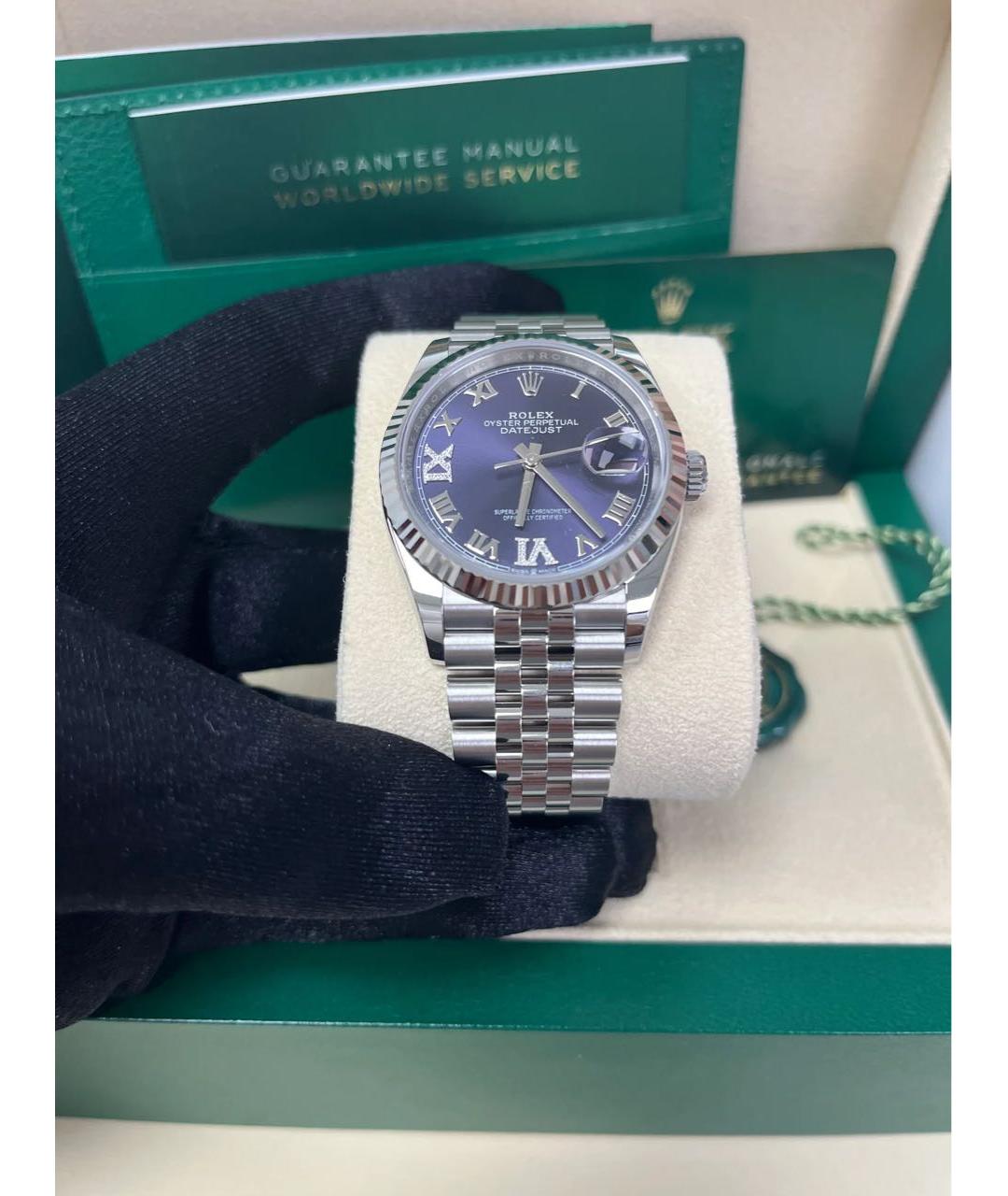 ROLEX Фиолетовые часы из белого золота, фото 4