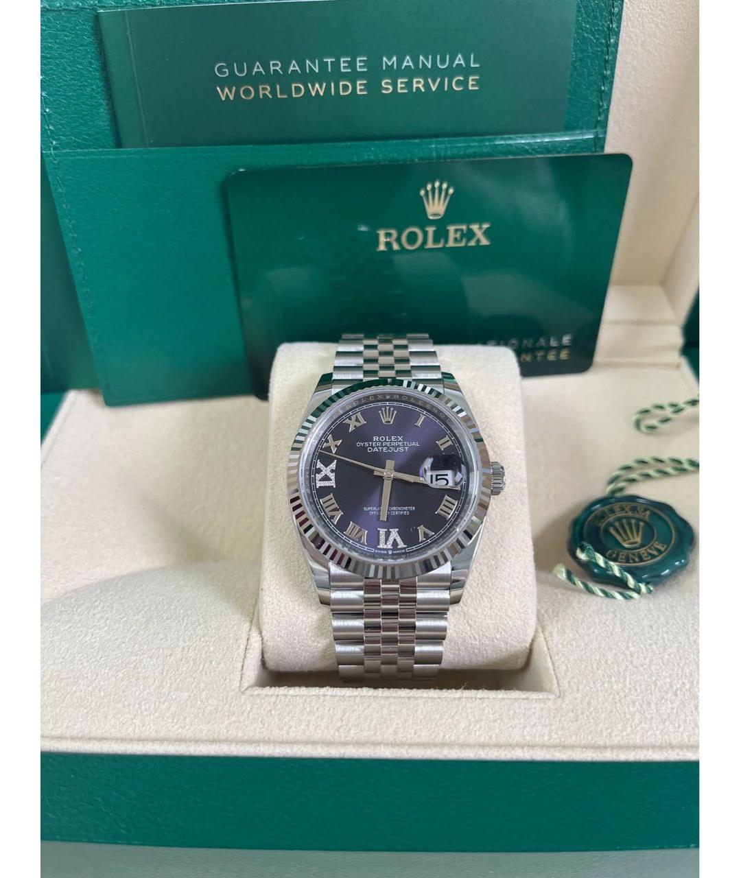 ROLEX Фиолетовые часы из белого золота, фото 7