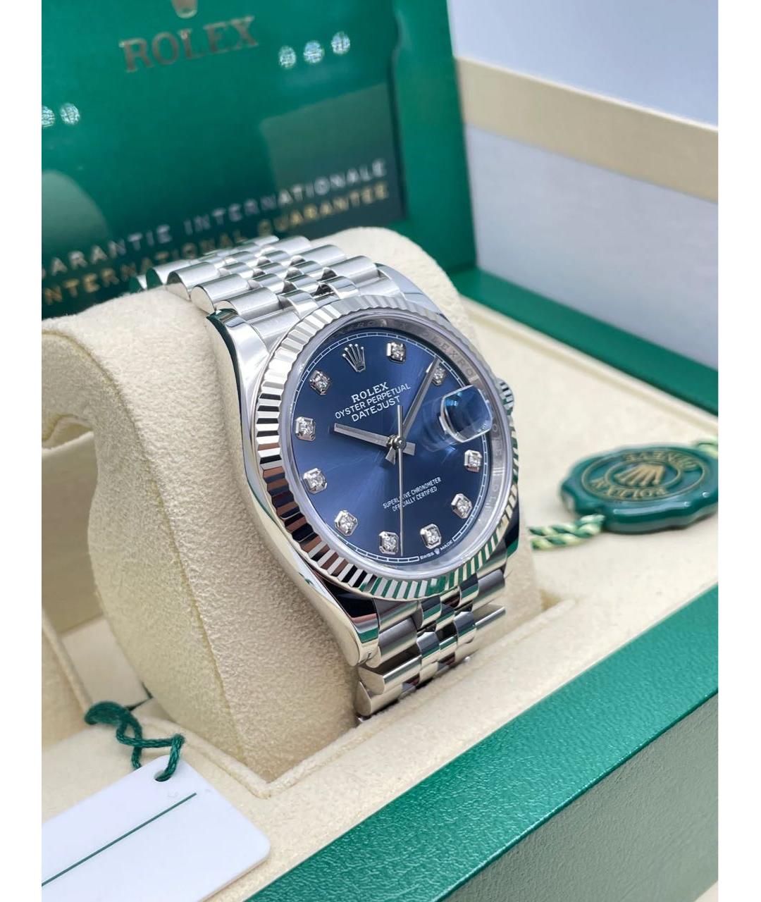ROLEX Синие часы из белого золота, фото 3